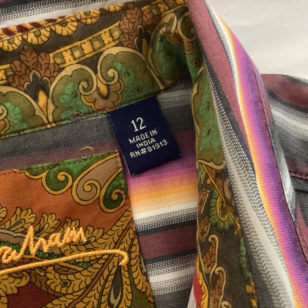 Robert Graham Women’s Multi Colored Striped Button Down Long Sleeve Shirt Sz 12 - Picture 9 of 16